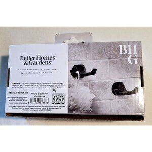 Better Homes & Gardens Matte Black 2-Pack Robe Hooks For Bathroom Or Closet Orga